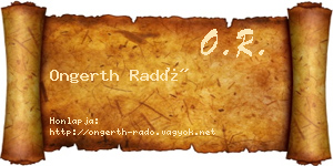 Ongerth Radó névjegykártya